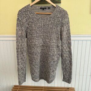 Jeanne Pierre L Womens Gray Cable Knit Sweater Large 100% Cotton